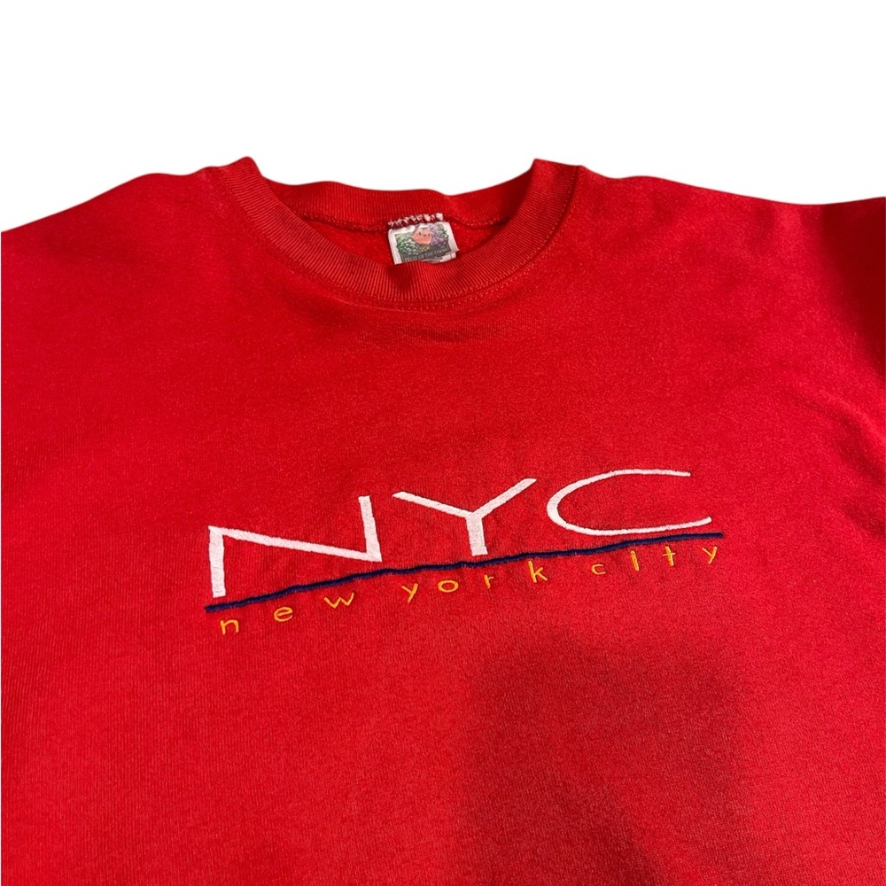 Vintage 90s Fruit of the Loom Red NYC Sweatshirt